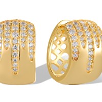 Sterling Silver w/ Yellow Plating Earrings White Cubic Zirconia (E318420WCZSY925)