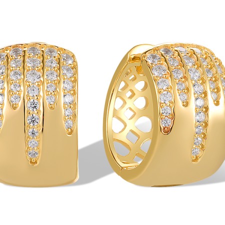 Sterling Silver w/ Yellow Plating Earrings White Cubic Zirconia (E318420WCZSY925)