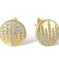 Sterling Silver w/ Yellow Plating Earrings White Cubic Zirconia (E318421WCZSY925)