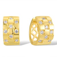 Sterling Silver w/ Yellow Plating Earrings White Cubic Zirconia (E318427WCZSY925)