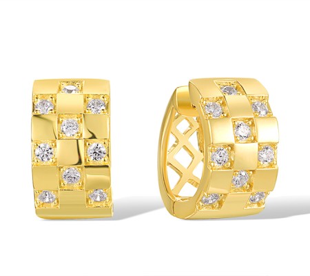 Sterling Silver w/ Yellow Plating Earrings White Cubic Zirconia (E318427WCZSY925)