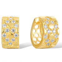 Sterling Silver w/ Yellow Plating Earrings White Cubic Zirconia (E318428WCZSY925)