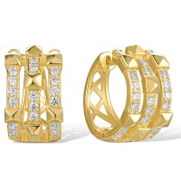 Sterling Silver w/ Yellow Plating Earrings White Cubic Zirconia (E318429WCZSY925)