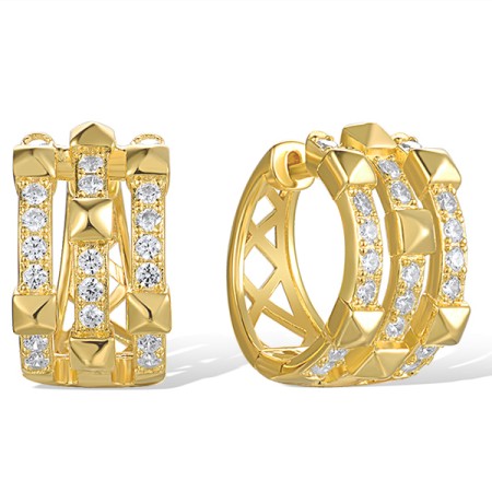 Sterling Silver w/ Yellow Plating Earrings White Cubic Zirconia (E318429WCZSY925)