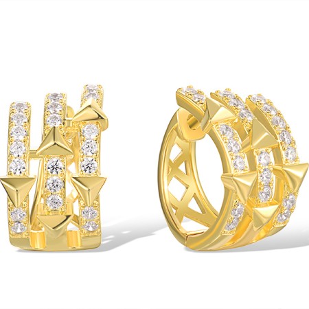 Sterling Silver w/ Yellow Plating Earrings White Cubic Zirconia (E318430WCZSY925)