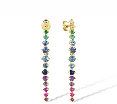 14KY Earrings Amethyst,Blue Sapphire,Dyed Green Agate,Green Garnet,London Blue Topaz,Peridot,Rhodolite Garnet,Ruby,Yellow Sapphire (E318553MUL14KY)