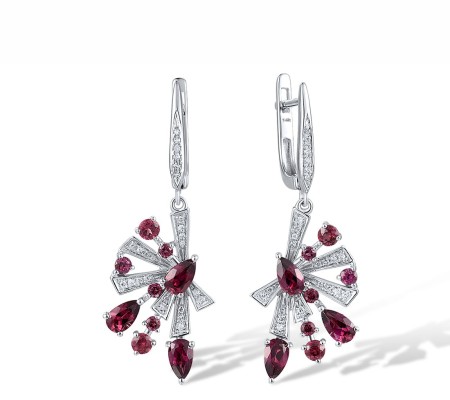 14KW Earrings Diamond,Rhodolite Garnet (E318555RHG14KW)