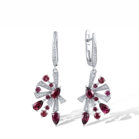 14KW Earrings Diamond,Rhodolite Garnet (E318555RHG14KW)