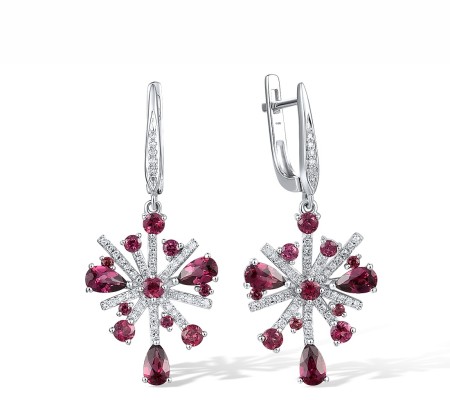 14KW Earrings Diamond,Rhodolite Garnet (E318557RHG14KW)