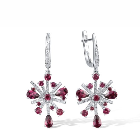 14KW Earrings Diamond,Rhodolite Garnet (E318557RHG14KW)