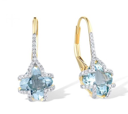 14KYW Earrings Blue Topaz (Swiss Blue),Diamond (E318560BLT14KYW)