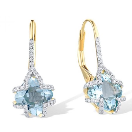 14KYW Earrings Blue Topaz (Swiss Blue),Diamond (E318560BLT14KYW)