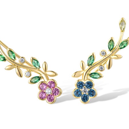 Sterling Silver w/ Yellow Plating Earrings Green Spinel,Blue Spinel,White Cubic Zirconia,Created Pink Sapphire,Green Nano Cubic Zirconia (Per (E318581MULSY925)