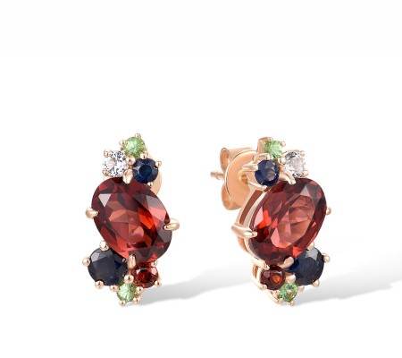 14KR Earrings Blue Sapphire,Garnet,Green Garnet,White Topaz (E318592MUL14KR)