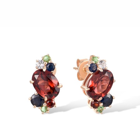 14KR Earrings Blue Sapphire,Garnet,Green Garnet,White Topaz (E318592MUL14KR)