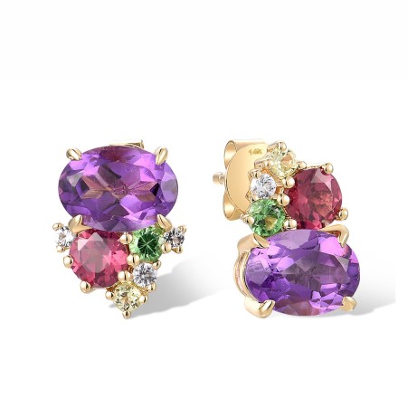 14KY Earrings Amethyst,Green Garnet,Peridot,Rhodolite Garnet,White Topaz (E318594MUL14KY)