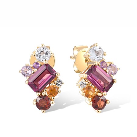 14KY Earrings Amethyst,Citrine,Garnet,Rhodolite Garnet,White Topaz (E318595MUL14KY)