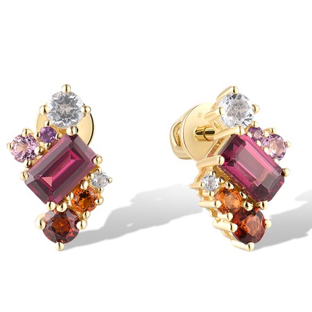 14KY Earrings Amethyst,Citrine,Garnet,Rhodolite Garnet,White Topaz (E318595MUL14KY-SR)