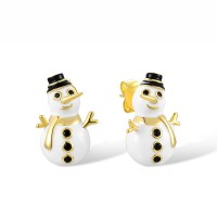 Sterling Silver w/ Yellow Plating Earrings Black spinel,Enamel (E318612ENASY925)