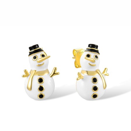 Sterling Silver w/ Yellow Plating Earrings Black spinel,Enamel (E318612ENASY925)