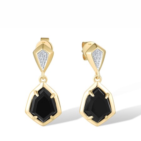 14KYW Earrings Black Agate,Diamond (E318624BAG14KYW)