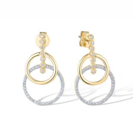 14K Yellow  Dangling Stud Earrings with Genuine Diamond (E318627DIA14KYW)