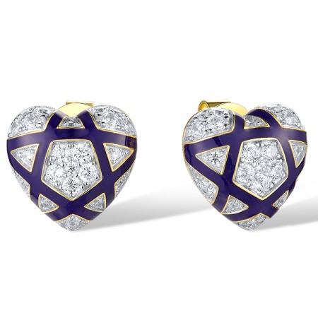 Sterling Silver w/ Ionic Yellow Plating Earrings Enamel,White Cubic Zirconia (E318632AENASP925)