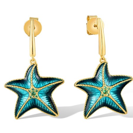 Sterling Silver w/ Ionic Yellow Plating Earrings Green Spinel,Enamel (E318642ENASP925)