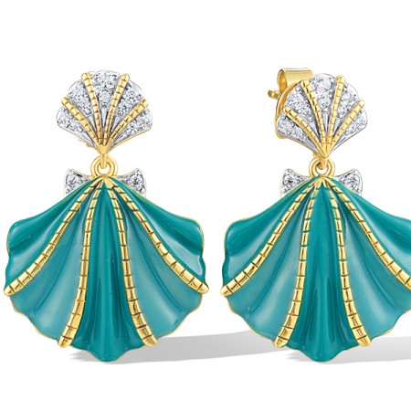 Sterling Silver w/ Ionic Yellow Plating Earrings White Cubic Zirconia,Enamel (E318643ENA1SP925)