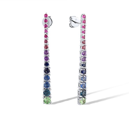 14KW Earrings Amethyst,Blue Sapphire,Green Garnet,London Blue Topaz,Rhodolite Garnet,Ruby (E318717MUL14KW)