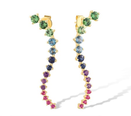14KY Earrings Amethyst,Blue Sapphire,Green Garnet,London Blue Topaz,Ruby (E318718MUL14KY)