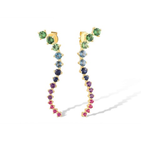 14KY Earrings Amethyst,Blue Sapphire,Green Garnet,London Blue Topaz,Ruby (E318718MUL14KY)