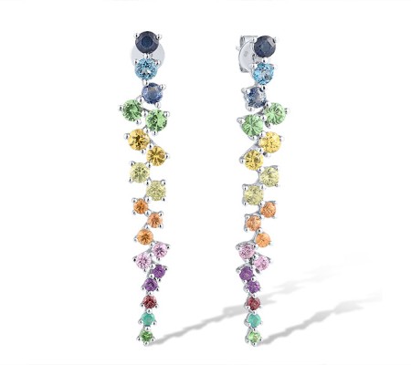 14KW Earrings Amethyst,Blue Sapphire,Dyed Green Agate,Green Garnet,London Blue Topaz,Orange Sapphire,Peridot,Pink Sapphire,Rhodolite Garnet,Yellow Sapphire (E318719MUL14KW)
