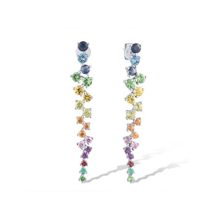 14KW Earrings Amethyst,Blue Sapphire,Dyed Green Agate,Green Garnet,London Blue Topaz,Orange Sapphire,Peridot,Pink Sapphire,Rhodolite Garnet,Yellow Sapphire (E318719MUL14KW)