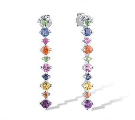 14KW Earrings Amethyst,Blue Sapphire,Diamond,Green Garnet,Orange Sapphire,Pink Sapphire,Ruby,Yellow Sapphire (E318720MUL14KW)