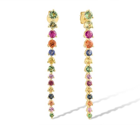 14KY Earrings Blue Sapphire,Green Garnet,London Blue Topaz,Orange Sapphire,Peridot,Pink Sapphire,Rhodolite Garnet,Ruby,Yellow Sapphire (E318721MUL14KY)