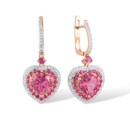 14KRW Earrings Diamond,Pink Topaz,Ruby (E318745RUP14KRW)