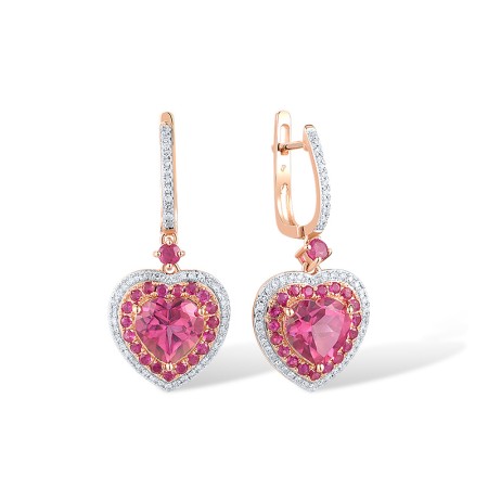 14KRW Earrings Diamond,Pink Topaz,Ruby (E318745RUP14KRW)