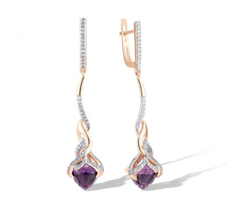 14KRW Earrings Brazilian Amethyst,Diamond (E318812BAM14KRW)