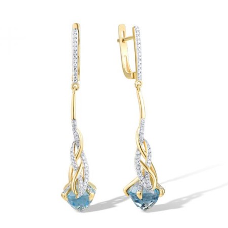 14KYW Earrings Blue Topaz (Sky Blue),Diamond (E318813BKT14KYW)