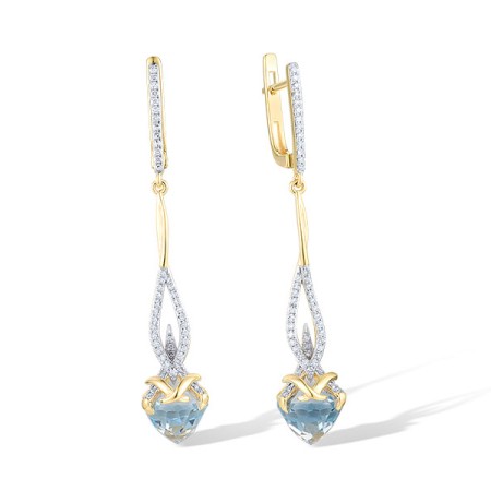 14KYW Earrings Blue Topaz (Sky Blue),Diamond (E318817BKT14KYW)