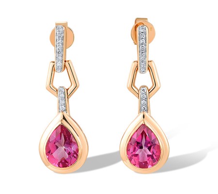 14KRW Earrings Diamond,Pink Topaz (E318818PNT14KRW)