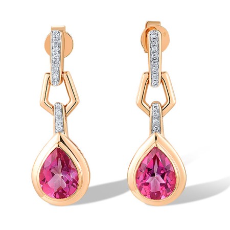 14KRW Earrings Diamond,Pink Topaz (E318818PNT14KRW)