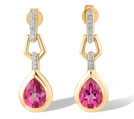 14KYW Earrings Diamond,Pink Topaz (E318818PNT14KYW)