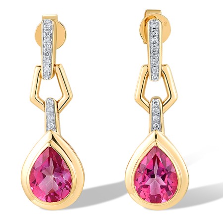 14KYW Earrings Diamond,Pink Topaz (E318818PNT14KYW)
