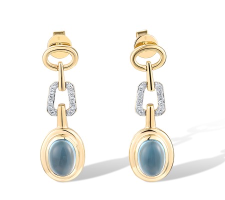 14KYW Earrings Blue Topaz (Swiss Blue),Diamond (E318819BLT14KYW)