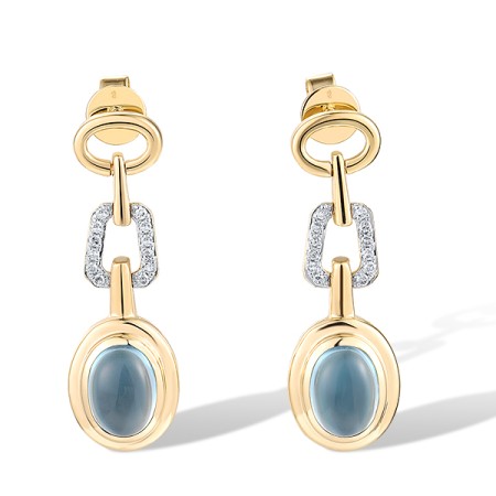 14KYW Earrings Blue Topaz (Swiss Blue),Diamond (E318819BLT14KYW)