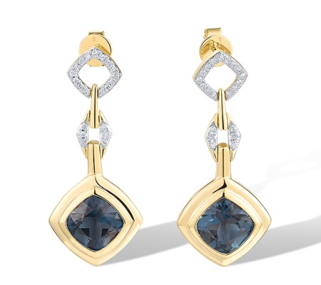 14KYW Earrings Diamond,London Blue Topaz (E318820LDB14KYW)