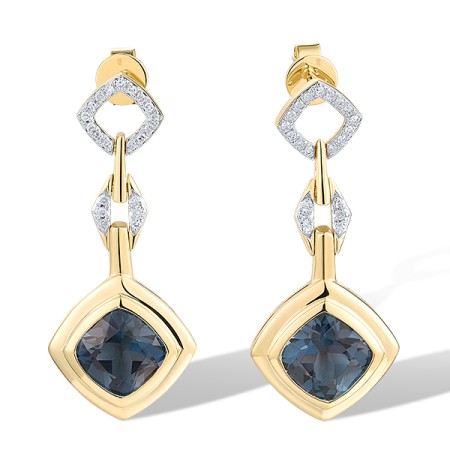 14KYW Earrings Diamond,London Blue Topaz (E318820LDB14KYW)