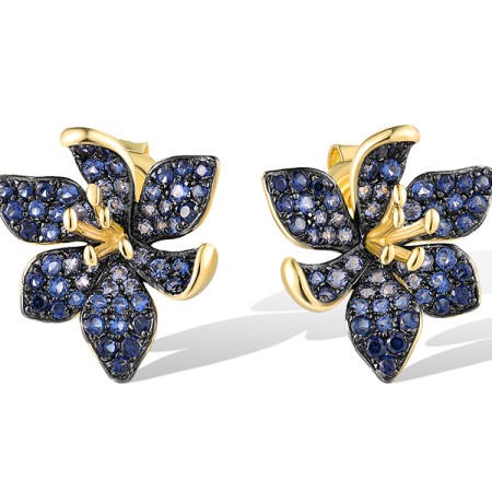 Sterling Silver w/ Yellow Black Plating Earrings Blue Nano Cubic Zirconia,Blue Spinel,Created Sapphire (E318882BBCRSC925)